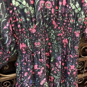 Figue Floral Printed Bell Long Sleeve silk Mini XL
